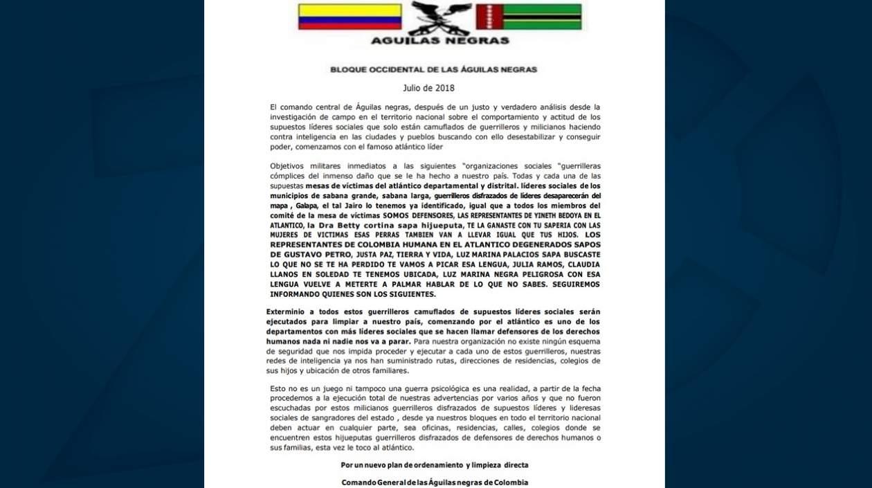 Este es el panfleto que apareció. 