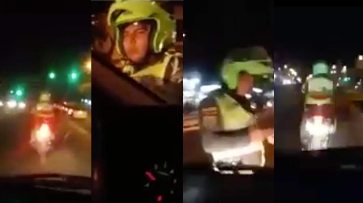 Imágenes que evidencian la mala actuación del policía de tránsito. 