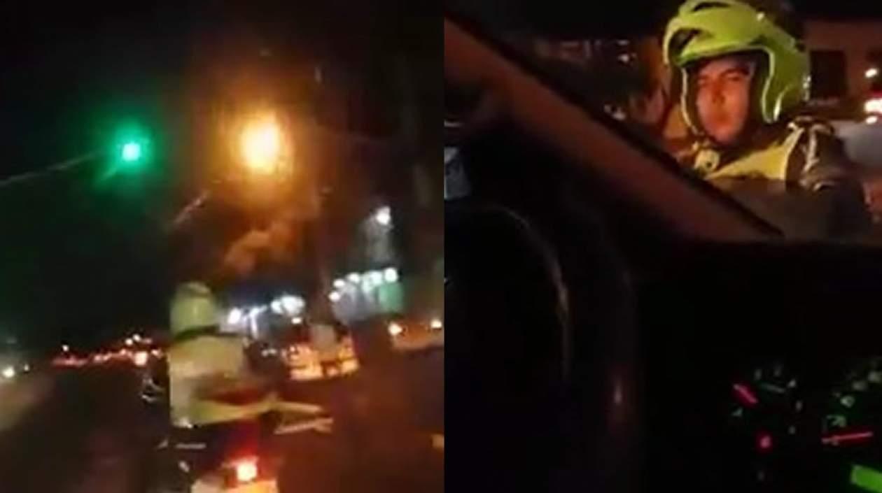 Policía que obstaculizó la ambulancia que llevaba al mototaxista herido. 