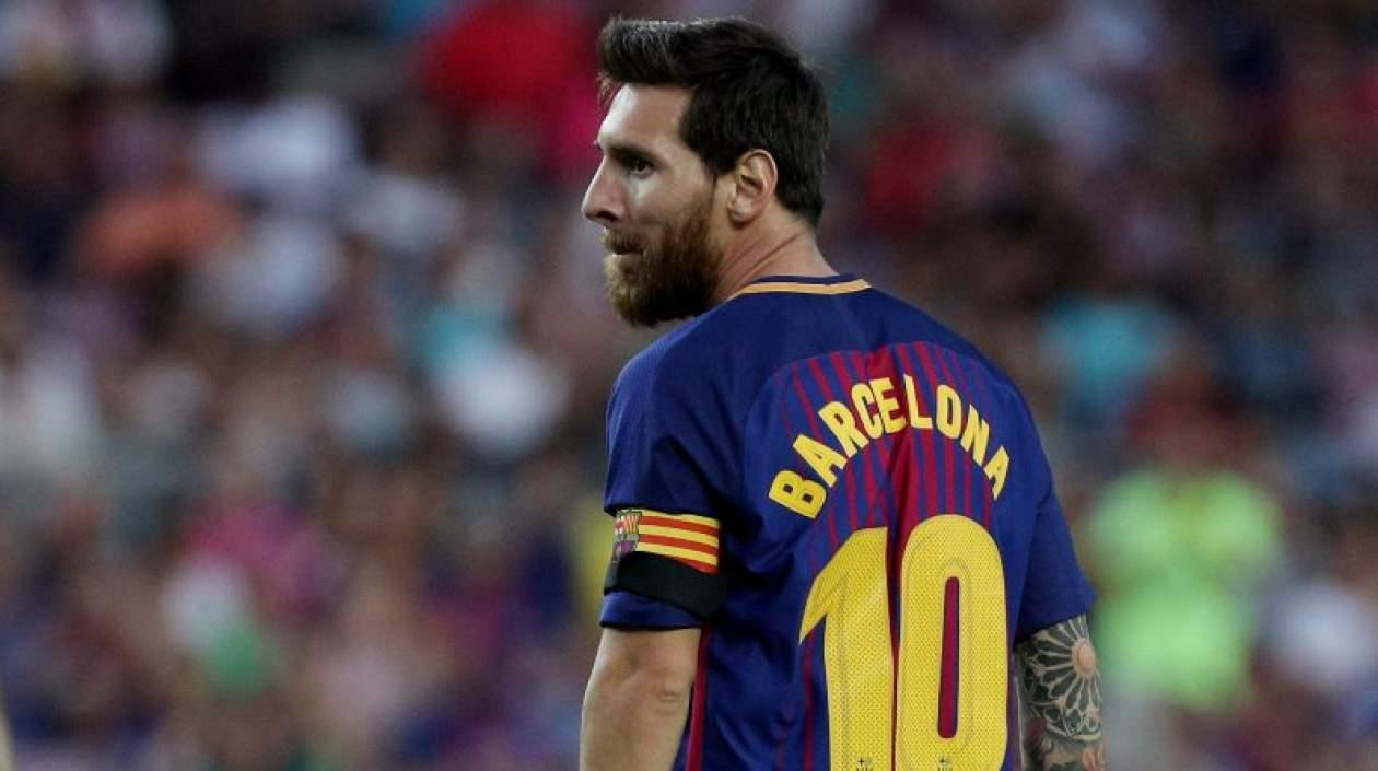 Lionel Messi con el número 10 del Barcelona.