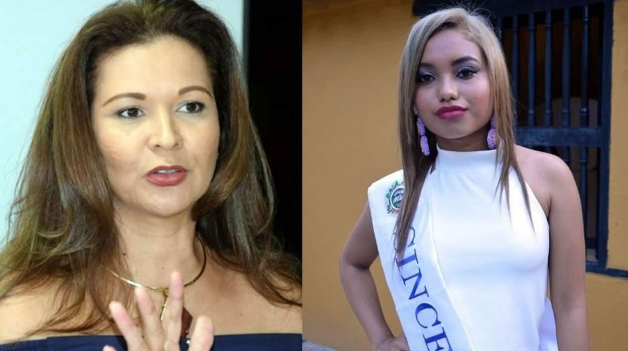 Lucy Cruz, presidenta de la Corporación de Belleza de Sucre, y Angie Macea Bolaño, aspirante a Capitana del Mar.