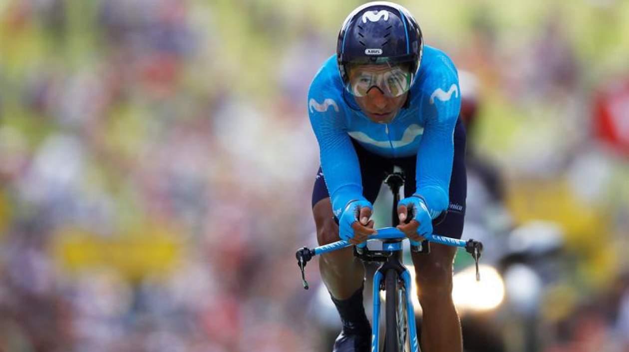 Nairo Quintana, durante el recorrido de hoy.