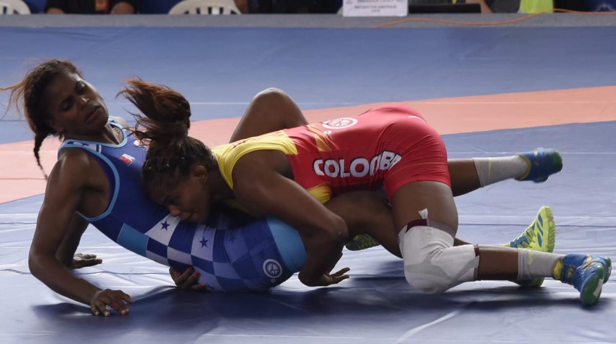 Jackeline Rentería, en plena competencia.