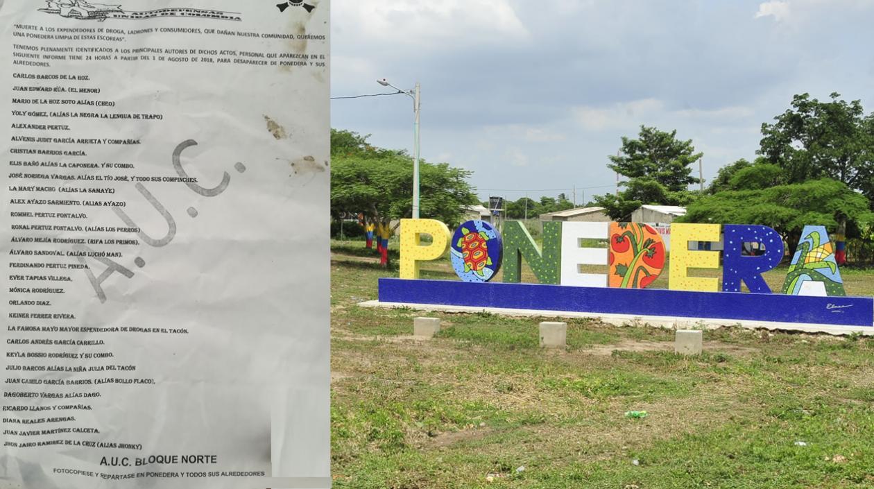 Panfleto que apareció en Ponedera.