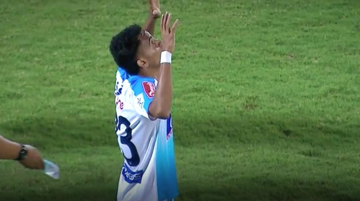 Luis Díaz celebrando el gol del triunfo.