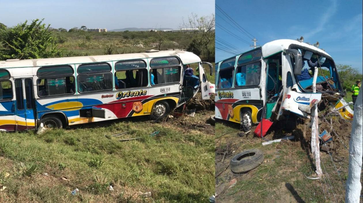 Así quedó el bus después del accidente en La Cordialidad.