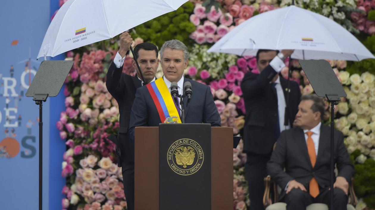 Iván Duque al tomar posesión este 7 de agosto.