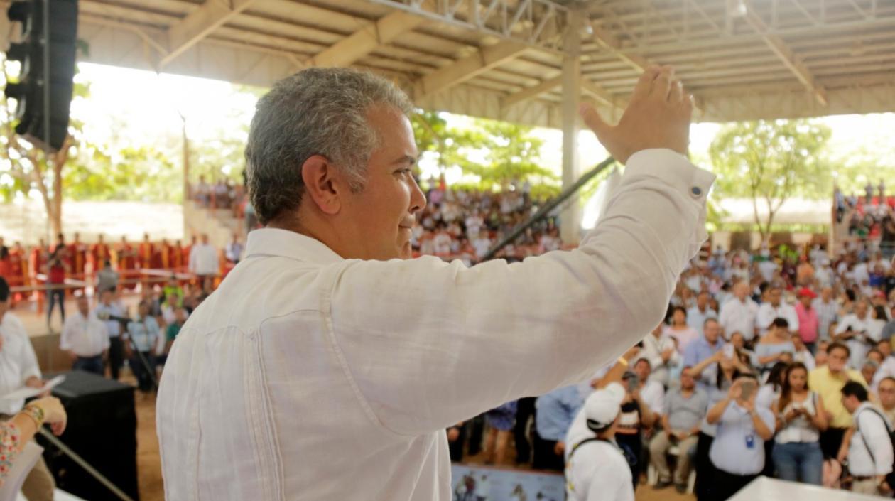 Iván Duque Márquez, presidente de Colombia, durante el primer taller Construyendo País en Girardot.