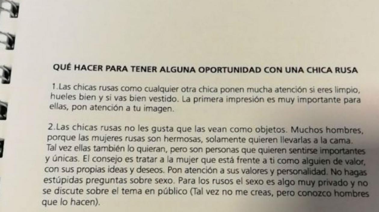 Parte de los consejos publicados en el manual. 