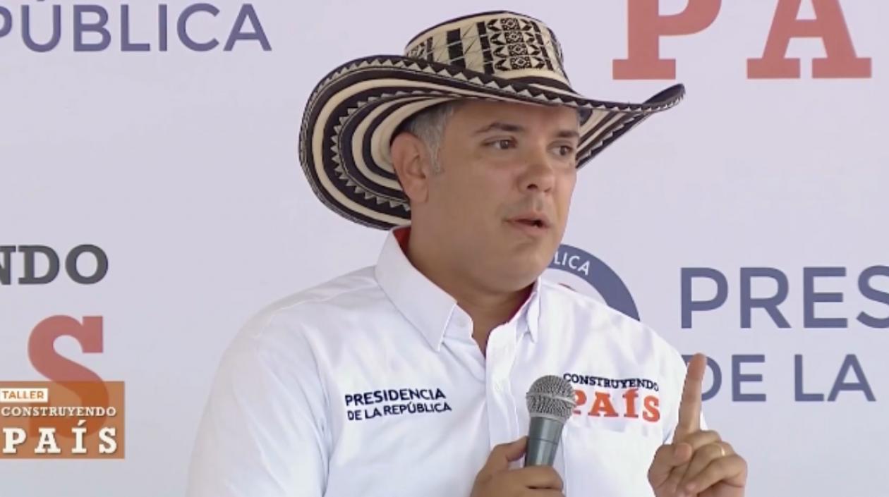 Iván Duque, presidente de Colombia, en el taller Construyendo País en San Jacinto, Bolívar.