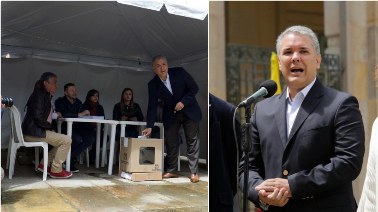 Presidente Duque votó la consulta e invitó a los colombianos a salir a votar.
