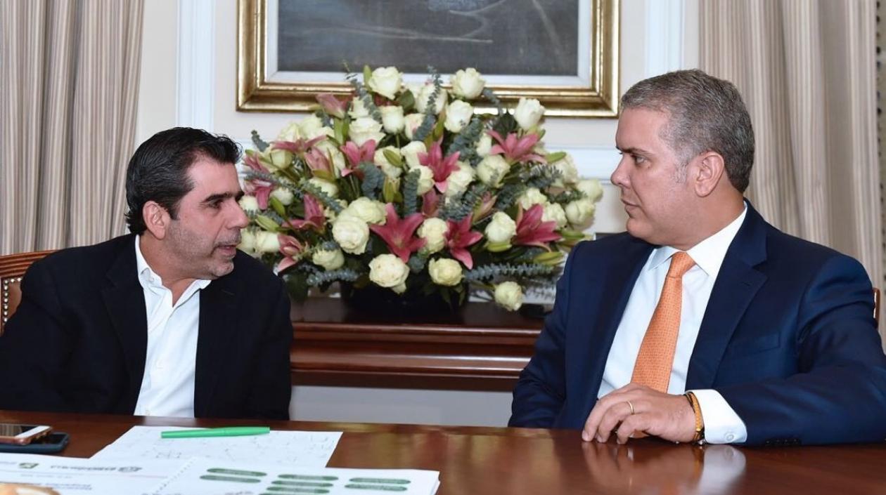 El Alcalde Alejandro Char y el Presidente Iván Duque reunidos en la Casa de Nariño.