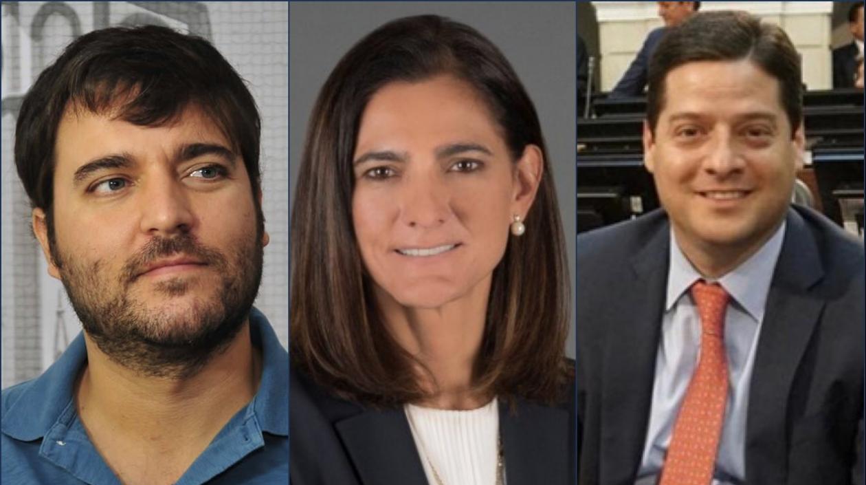 El aspirante a la Alcaldía de Barranquilla, Jaime Pumarejo; la ministra de Transporte, Ángela Orozco, y el senador Mauricio Gómez Amín. 