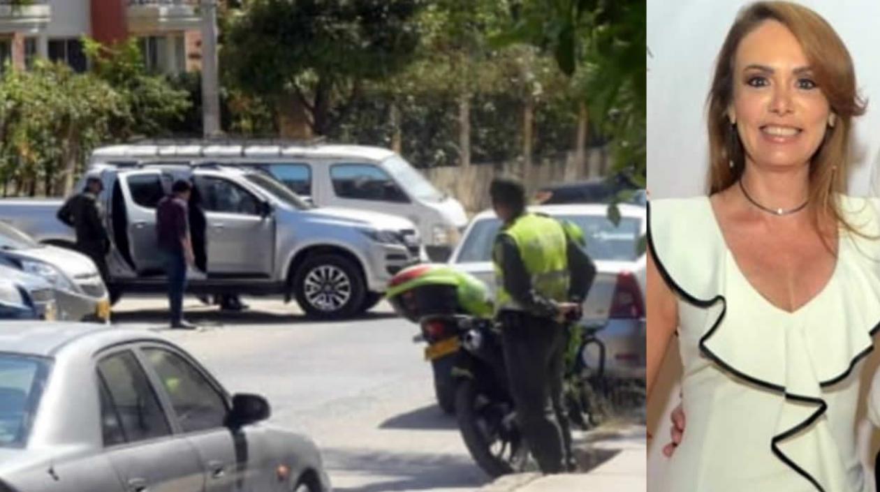 La camioneta siendo inspeccionada por las autoridades en Colina Campestre - Kathya Barros. 