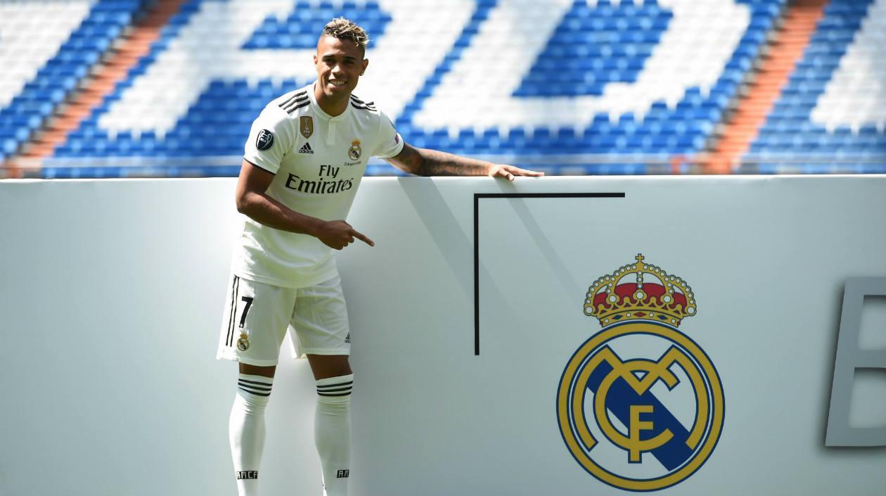Mariano Díaz en su presentación con el Real Madrid. 