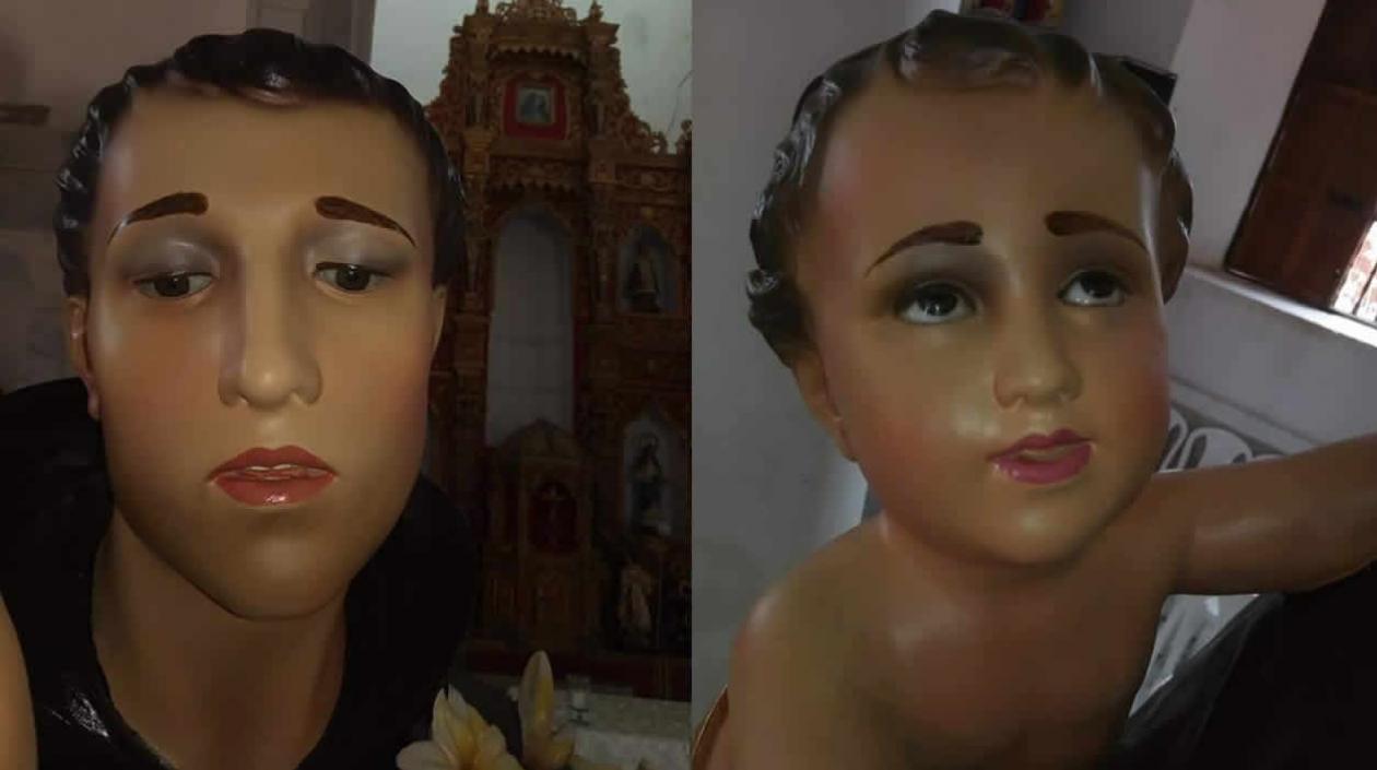 La imagen de San Antonio que fue alterada en Soledad.