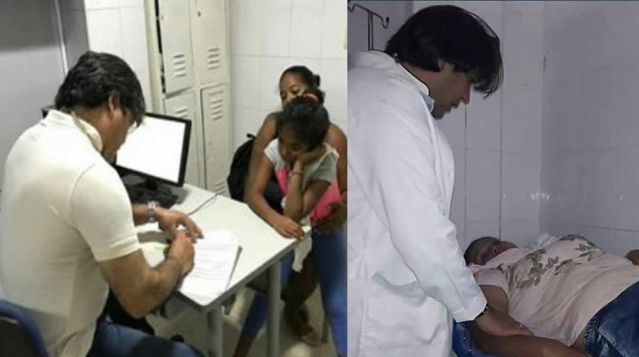 El Alcalde atendiendo a los pacientes.