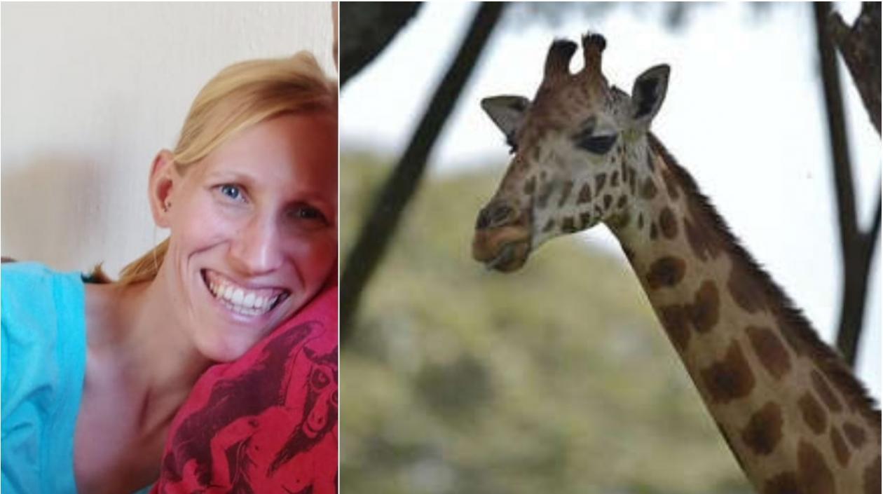 Katy Williams, la mujer atacada por la jirafa junto con su hijo.