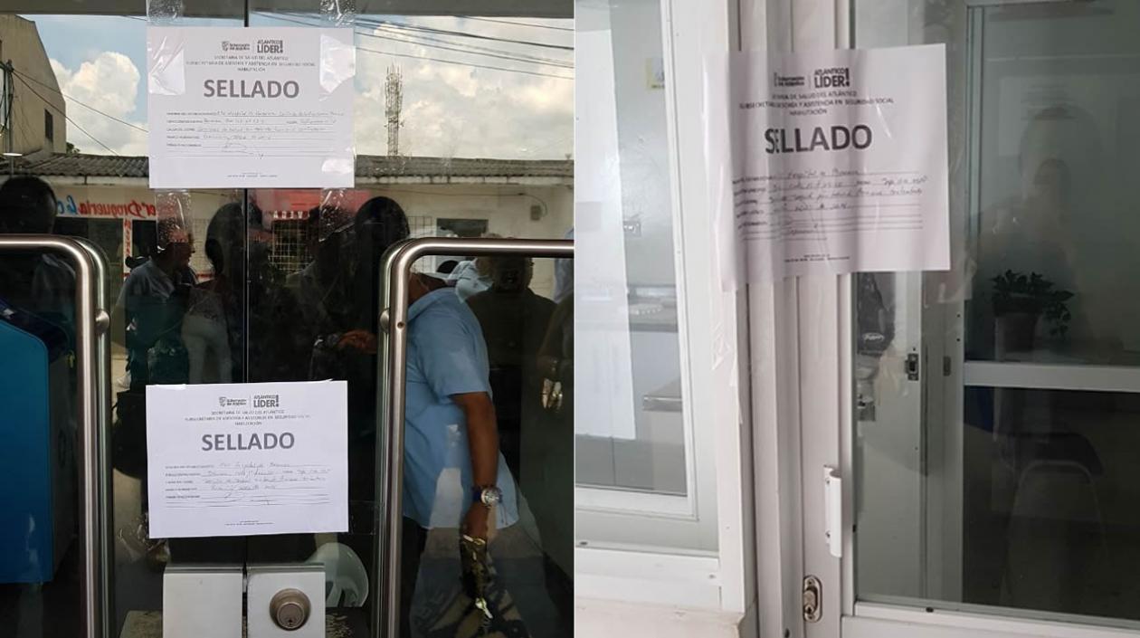 Los sellos impuestos por la Secretaría de Salud del Atlántico.