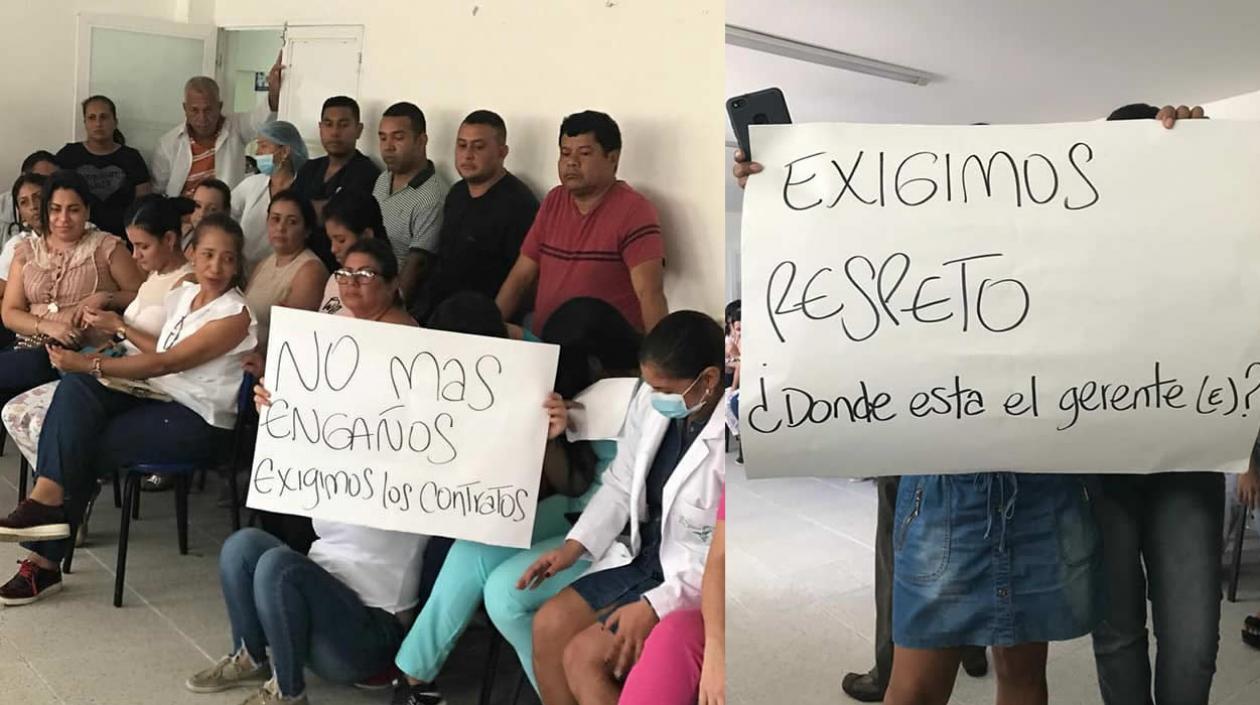 El Gerente (e) José Redondo Redondo y el asesor Armando Gutiérrez Cahuana dejaron plantados a los trabajadores.