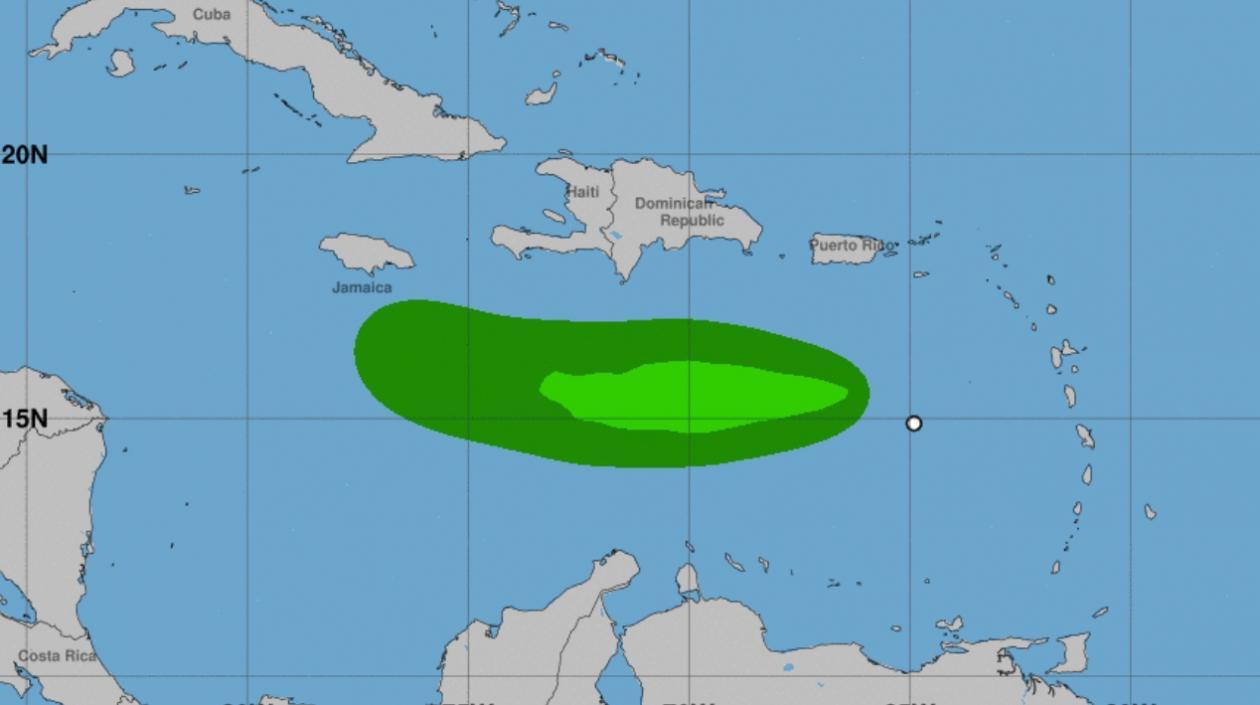 Así se ve la velocidad del viento de Isaac en el Caribe.