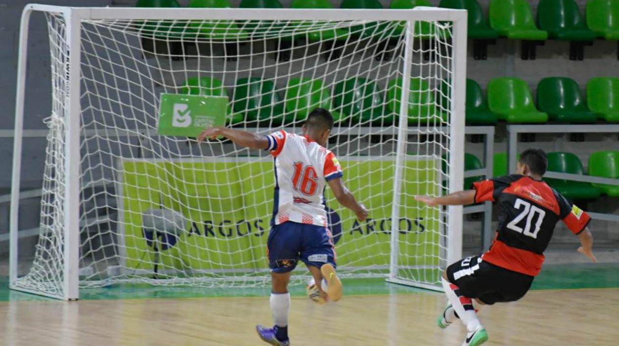 Acción de gol del Independiente Barranquilla. 