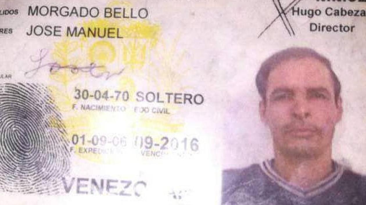 Documento de identidad de José Manuel Morgado Bello, hombre asesinado.