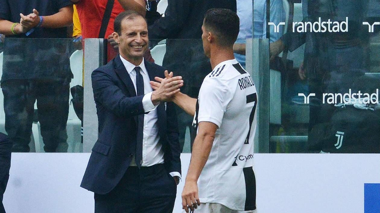 Massimiliano Allegri y Cristiano Ronaldo.