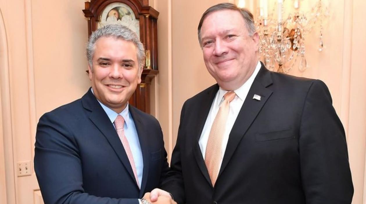 El presidente Iván Duque y el secretario de Estado de Estados Unidos, Mike Pompeo