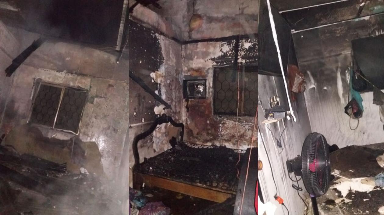 Imágenes del incendio en vivienda del barrio Montes.