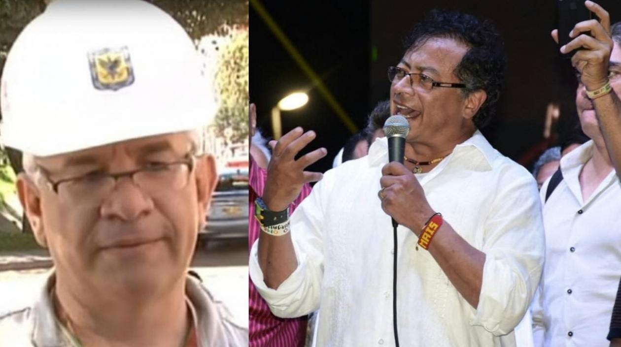 El ingeniero Juan Carlos Montes y el senador Gustavo Petro durante su campaña presidencial.