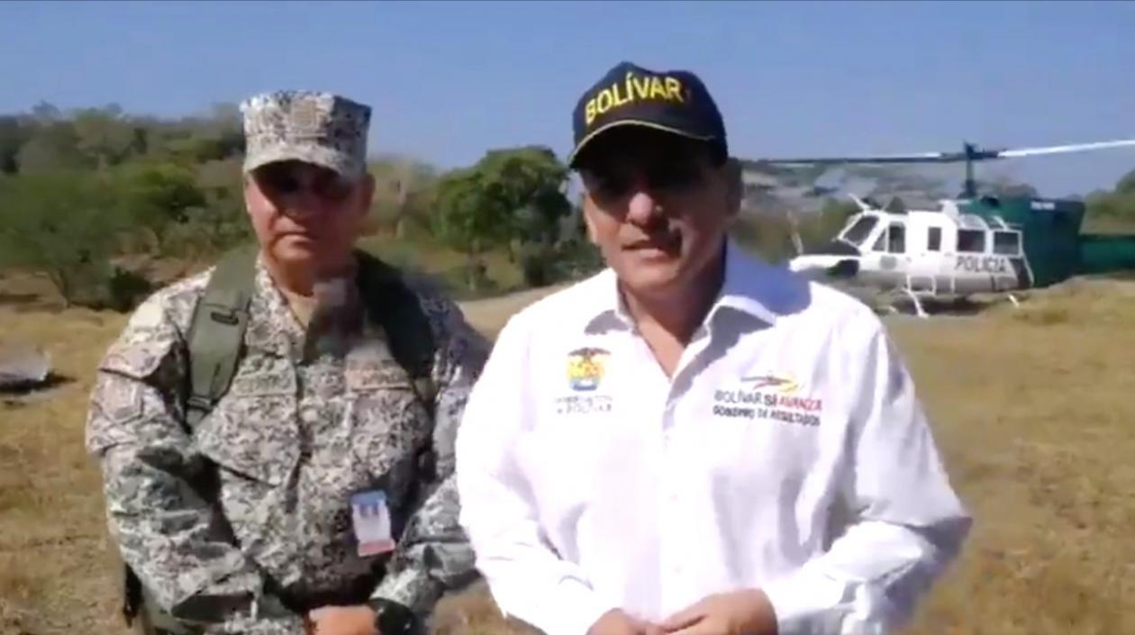 El Gobernador de Bolívar Dumek Turbay, a su llegada a El Salado.