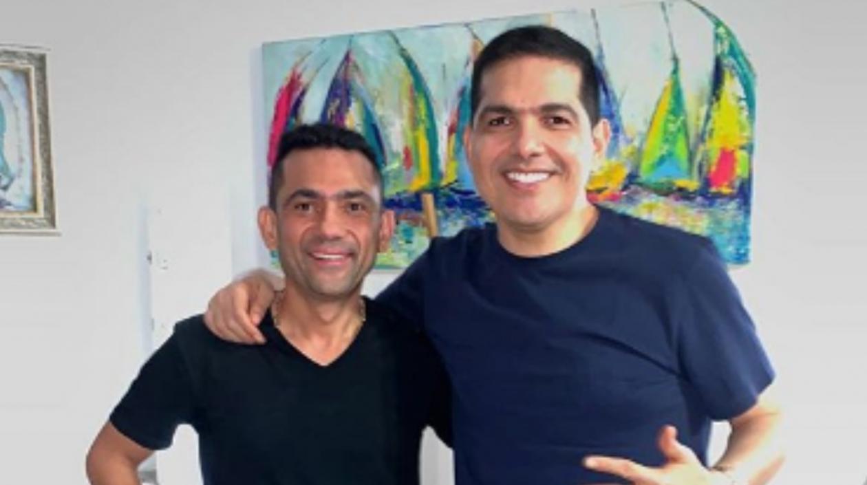 El acordeonero Iván Zuleta y el cantante Peter Manjarrés.