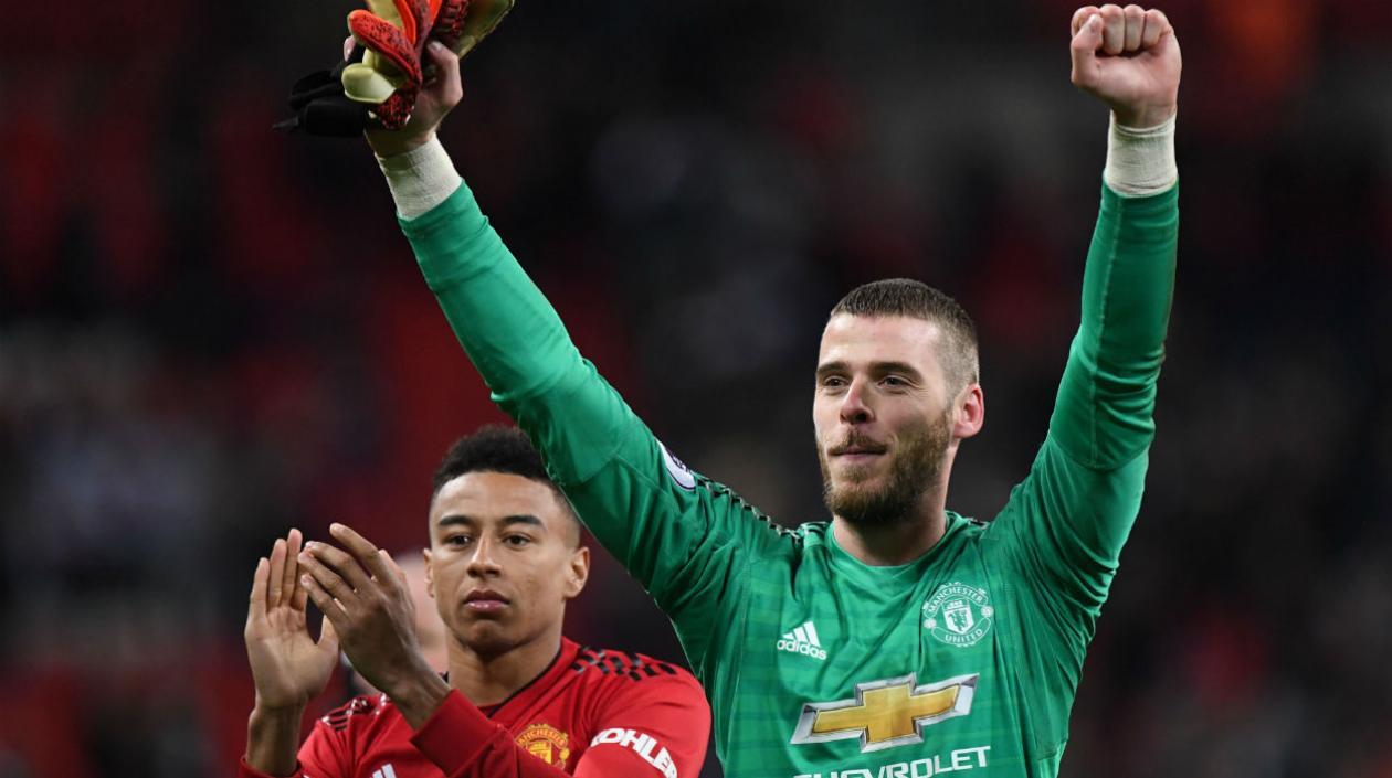 David De Gea celebra tras la victoria del United.