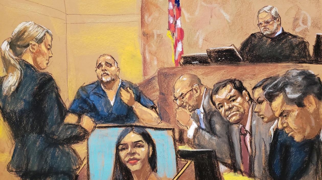 Dibujo de la audiencia de "El Chapo".