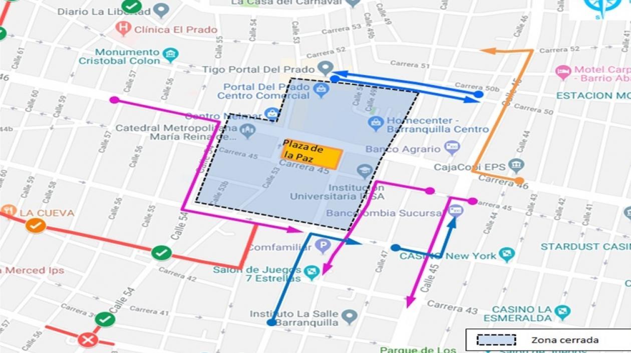 Plano de los cierres viales.