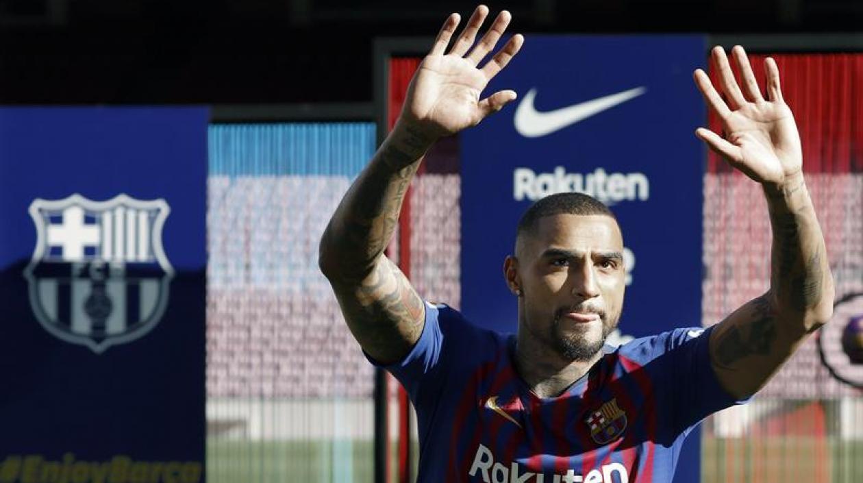 El delantero Kevin-Prince Boateng durante su presentación.
