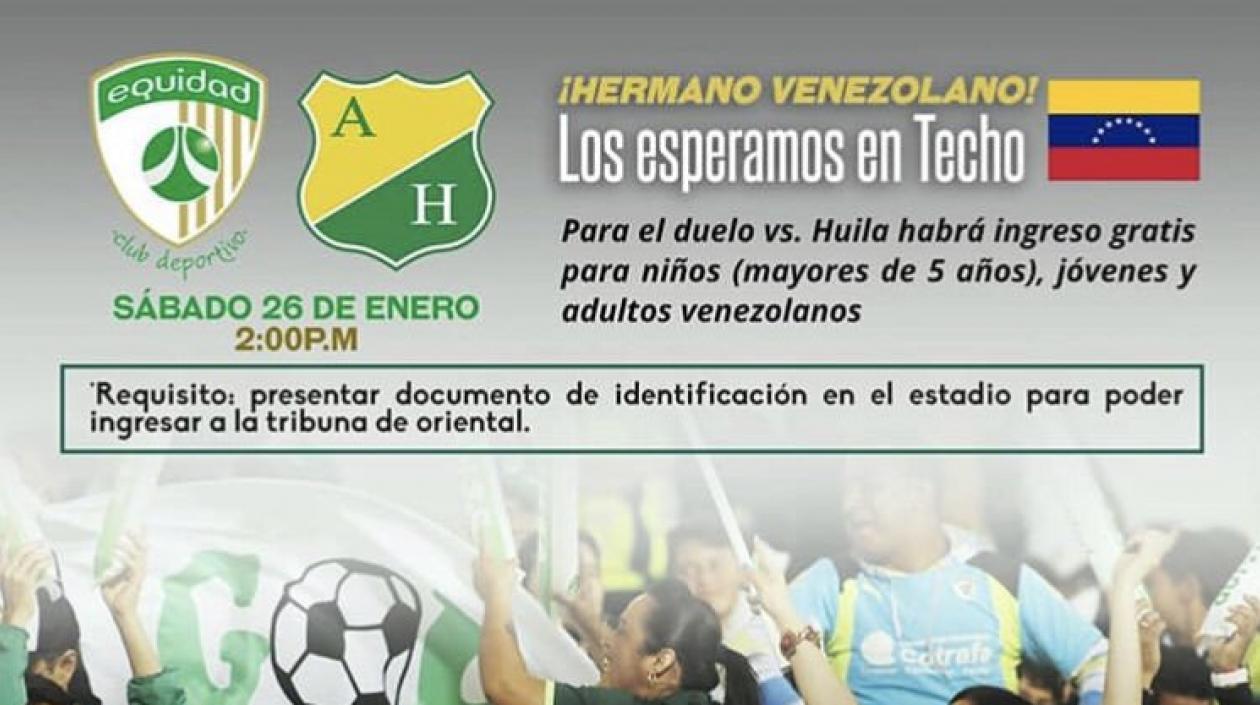 La invitación de La Equidad a los hermanos venezolanos.