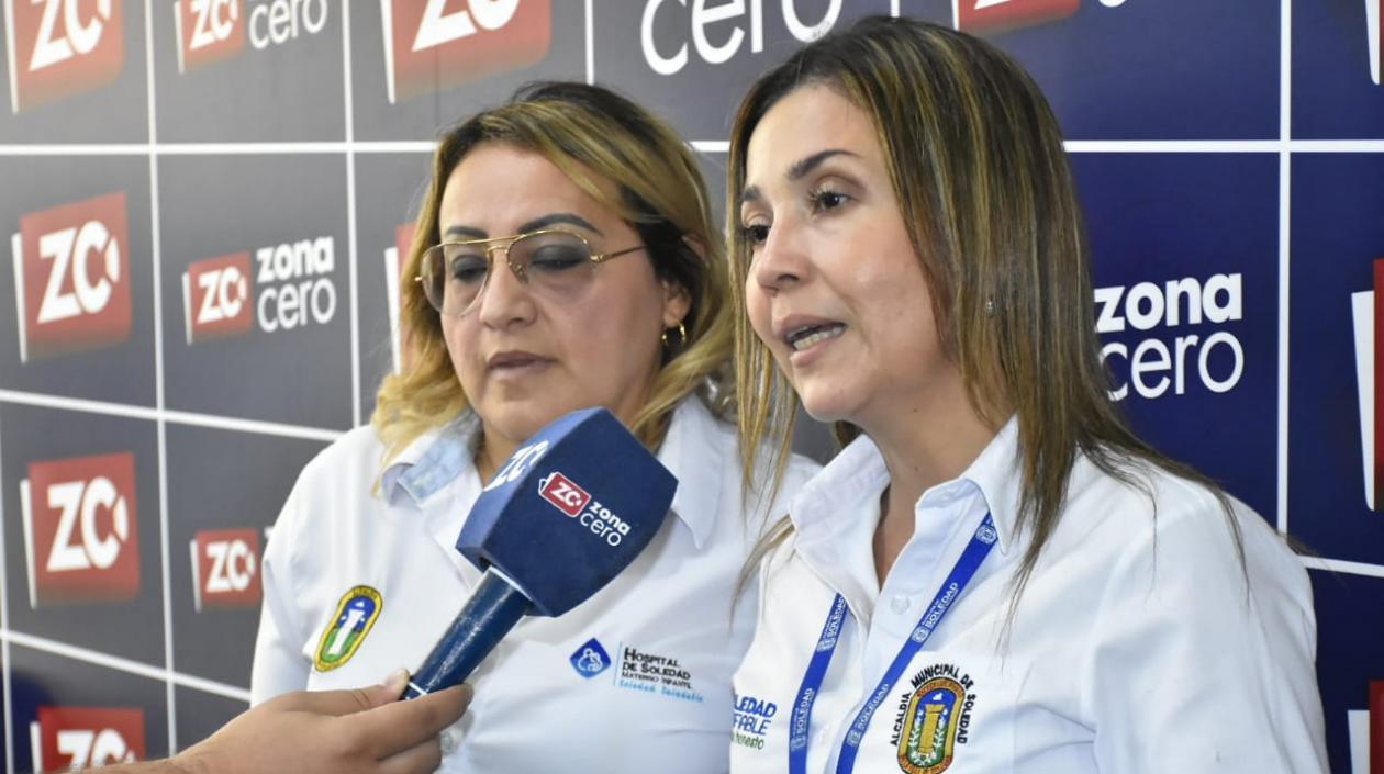 La gerente del Hospital Materno Infantil de Soledad, Rosa Madera Sánchez, y la secretaria de Salud, Emilia Elitín De la Peña.