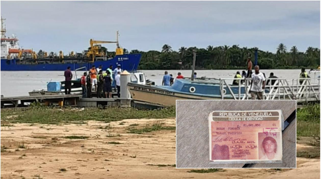 Foto del lugar de los hechos y cédula encontrada en el cuerpo hallado.