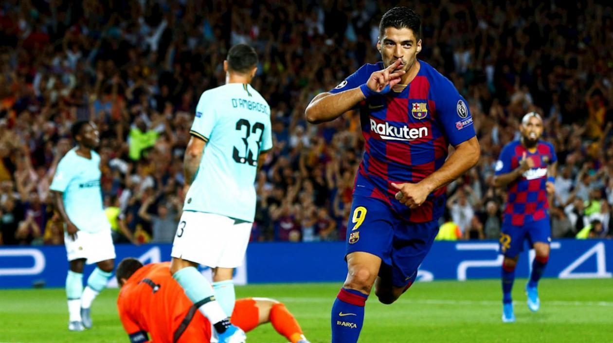 Luis Suárez celebra el gol del triunfo ante el Inter. 