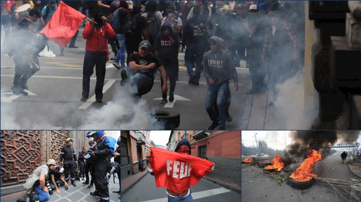 Así protestan manifestantes en Ecuador.