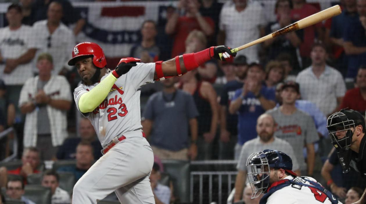 Marcell Ozuna conectó un doble impulsador en la novena entrada. 