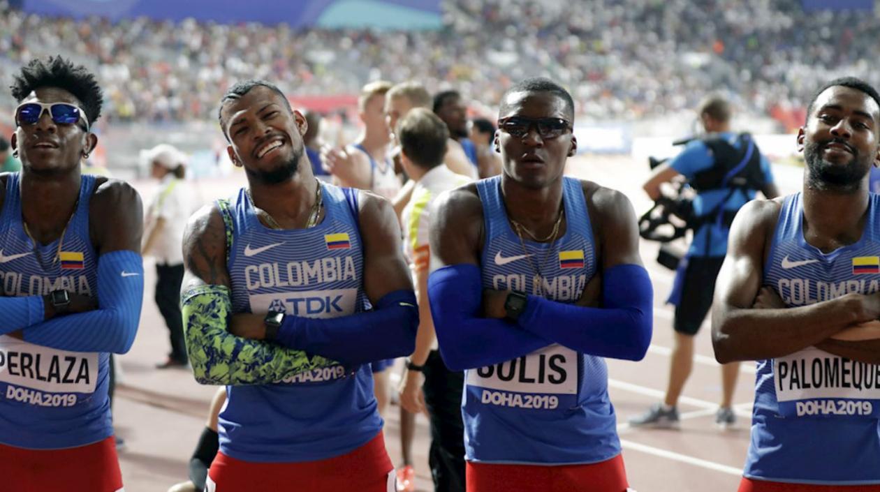 Perlaza, Zambrano, Solis y Palomeque, el equipo colombiano de 4X400.