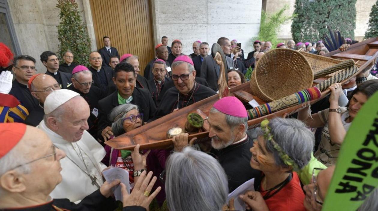Papa Francisco en un evento del Sínodo de obispos.