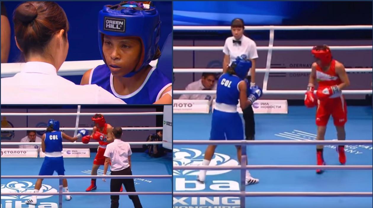 Momentos del combate de la colombiana y la india, que aseguró su octava medalla mundial.