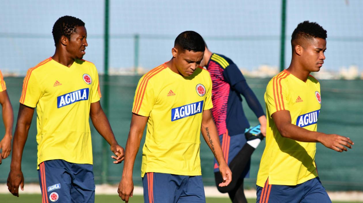Óscar Murillo, Luis Muriel y Wilmar Barrios, jugadores de Colombia.
