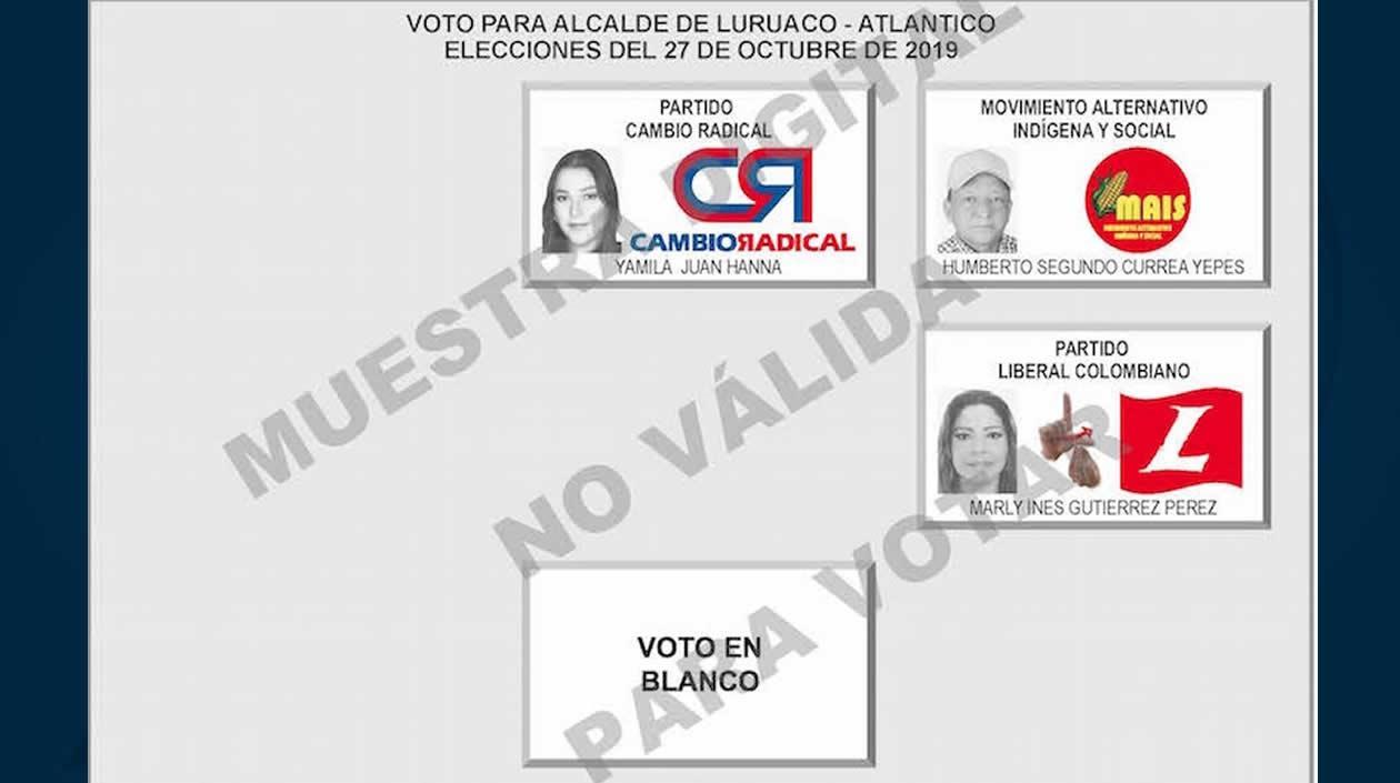 Así quedó el tarjetón.