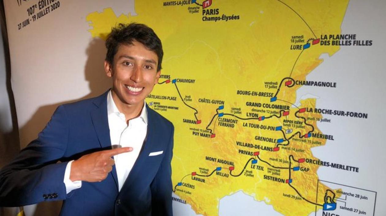 Egan Bernal en la presentación del Tour de Francia 2020.