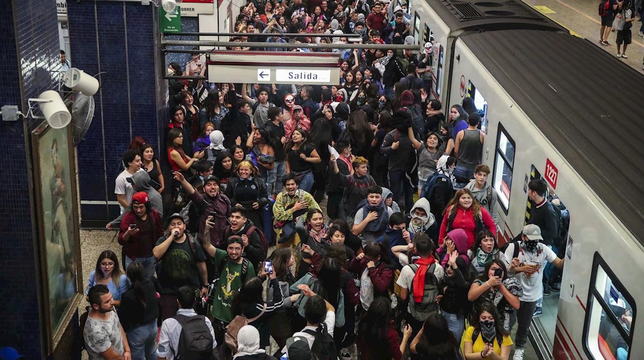 Protesta en una de las estaciones.